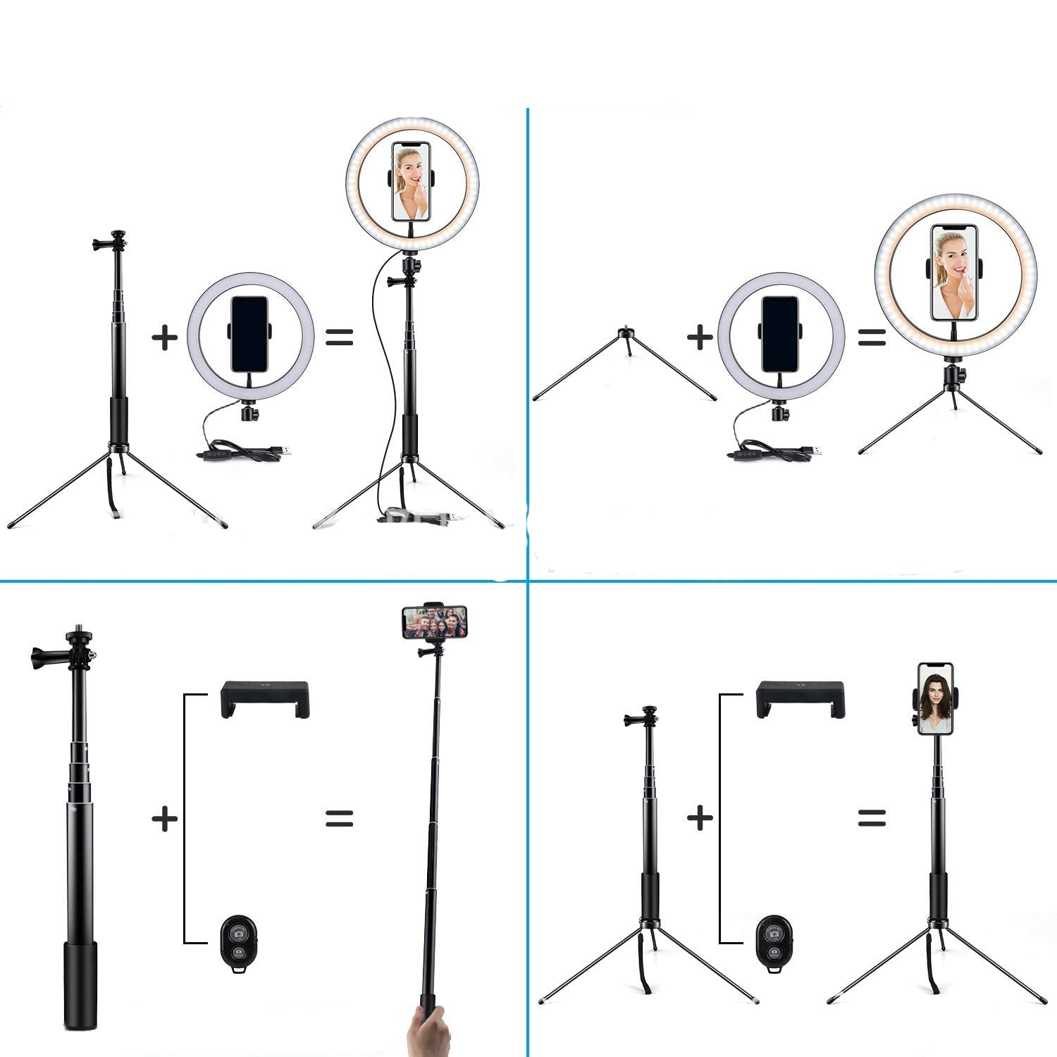 Apple Compatible 10” Dimmable LED Ring Light Tripod