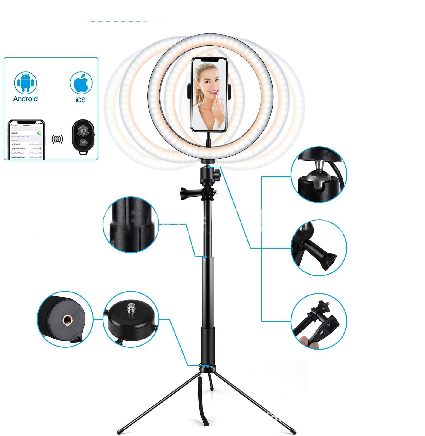 Apple Compatible 10” Dimmable LED Ring Light Tripod