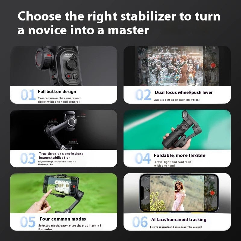 3-Axis Handheld Mobile Phone Stabilizer Tripod