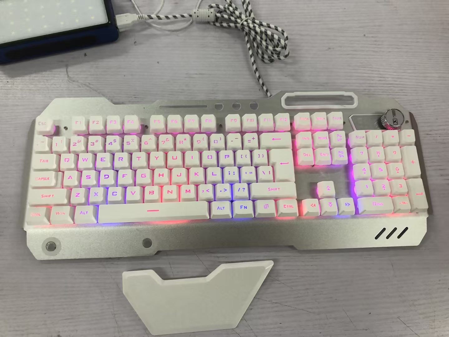 Ergonomic Wired RGB Gaming Keyboard with Phone Holder
