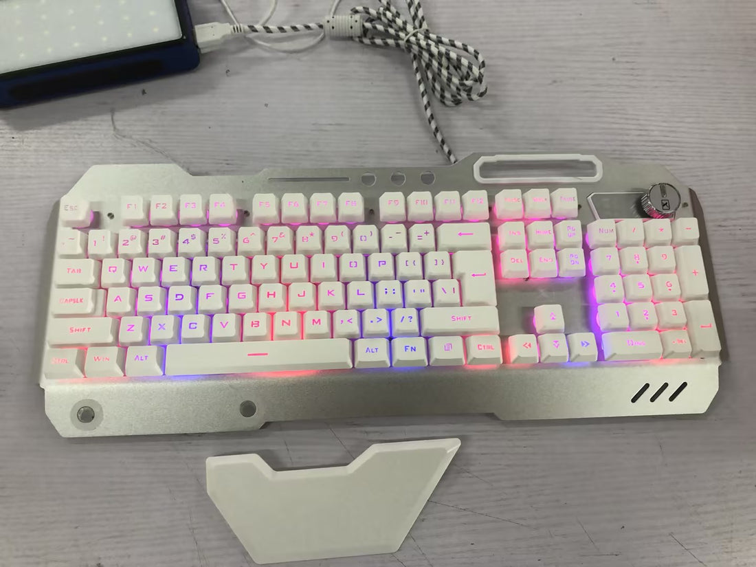 Ergonomic Wired RGB Gaming Keyboard with Phone Holder
