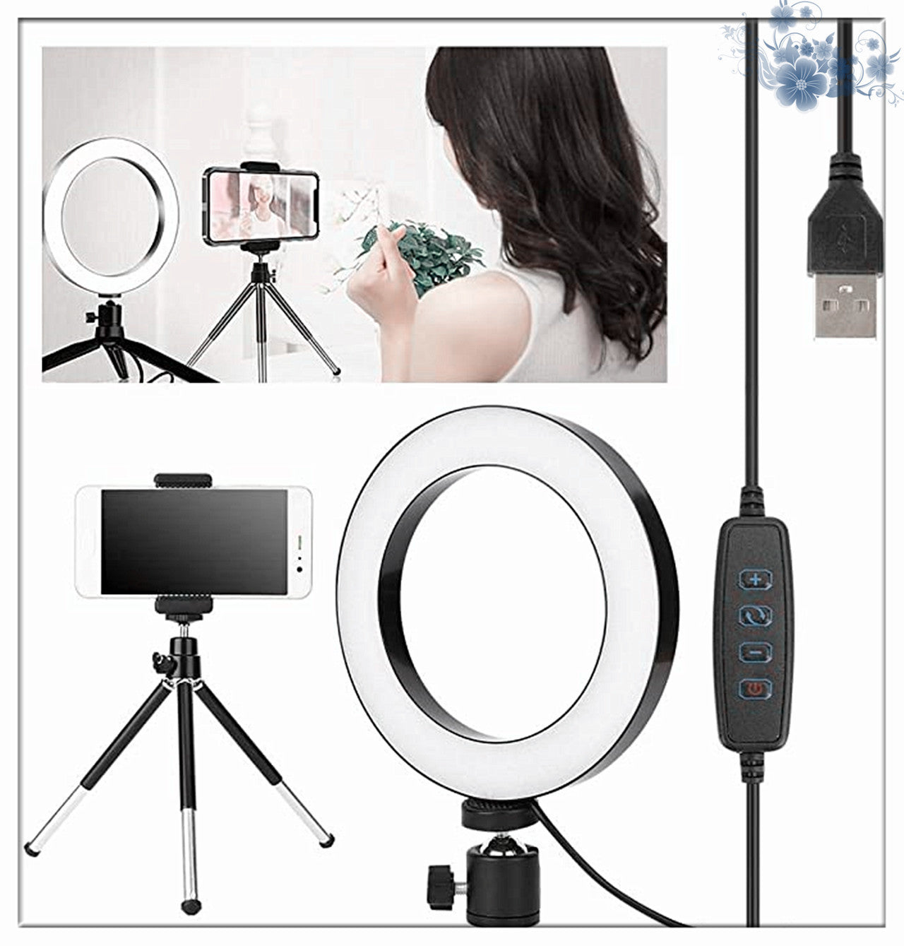Apple Compatible 360° Rotatable Ring Light Tripod