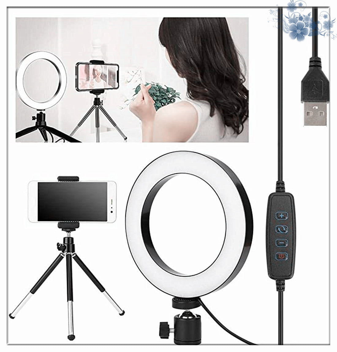 Apple Compatible 360° Rotatable Ring Light Tripod