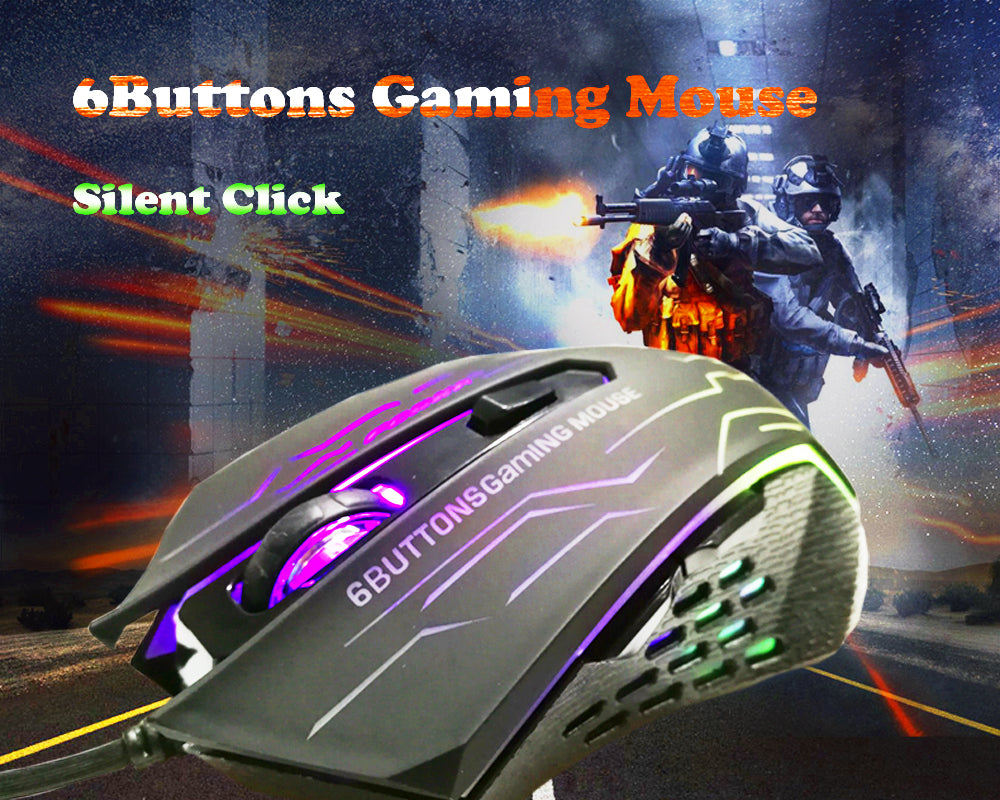 FORKA Silent Click Wired Gaming Mouse – 6 Buttons, 3200DPI